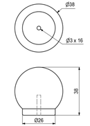 Træknop Ø38x38 mm, lakeret fyrretræ