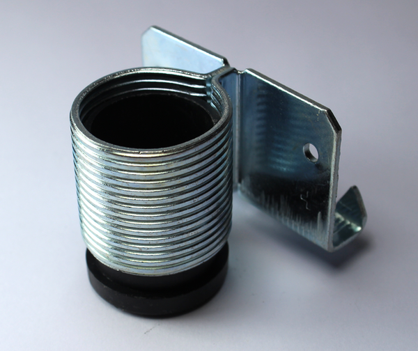 Stillefod t/sidemontering Ø28 mm, metal/sort plastik