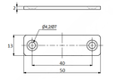 Ligejern 50x13x2 mm med 2 huller, elgalvaniseret