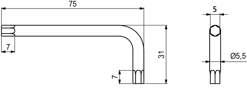 Sekskantnøgle 5 mm, elgalvaniseret
