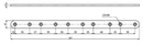 Ligejern 307x19x4 mm med 10 huller, silvermalet metal