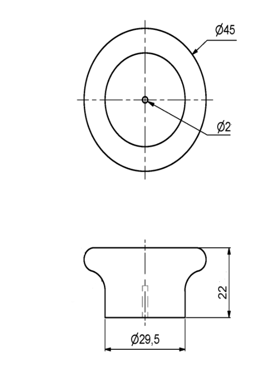 Træknop Ø45x22 mm, blågrå