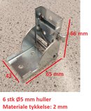 Klapbeslag til bordben 43x65x66 mm, elgalvaniseret