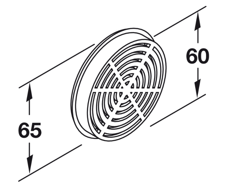 Udluftningsrist Ø65 mm, hvid plastik