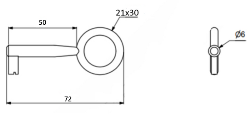 Møbelnøgle 72 mm, antik zink