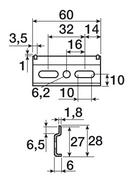 Ophængsbeslag til skab 60x27 mm, elgalvaniseret