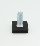 Stillefod med fast fod firkantet M10x26 mm, sort plastik