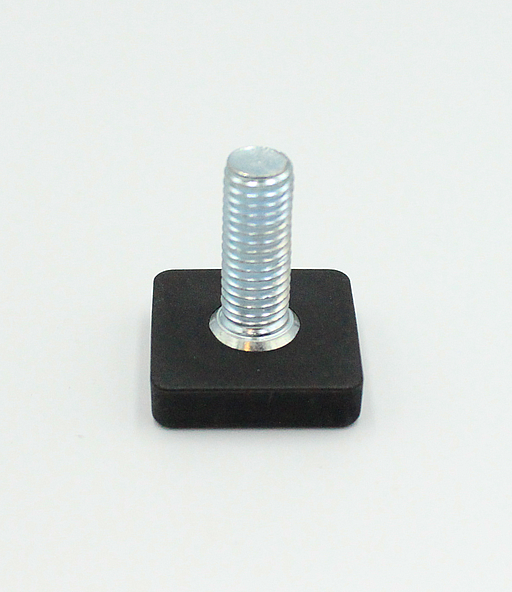 Stillefod med fast fod firkantet M10x26 mm, sort plastik