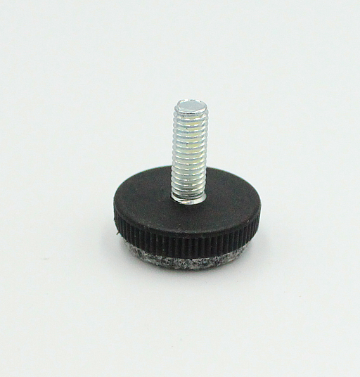 Stillefod m/fast fod M6x17 mm m/filt, sort plastik