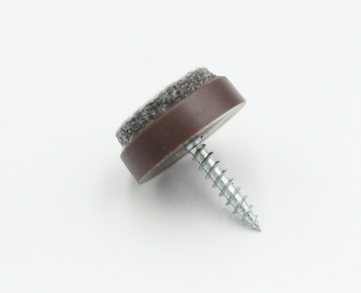 Glidesøm Ø20 mm med filt og skrue, brun (1 stk)