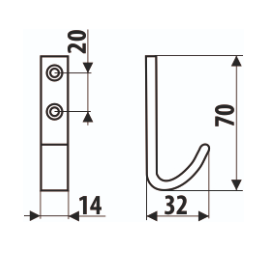 Knag 14x70 mm, mat sort