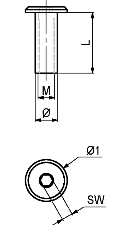 Møbelhoved M6xØ8,9x9 mm, messing