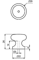 Træknop Ø29x26 mm, ubehandlet fyrretræ