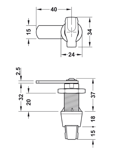 Skabslås til hængelås (KUN 3 STK PÅ LAGER) Ø37 mm - venstre, metal
