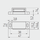 Magnet (2-3 kg) 46x15 mm u/blik, hvid plastik