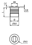 Magnet (2 kg) Ø8x9 mm uden blik, sort plastik