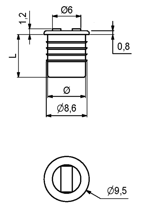Magnet (2 kg) Ø8x9 mm uden blik, sort plastik