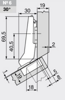 Skjult skabshængsel BLUM Ø35 mm softclose 30 graders låge udenpå-liggende, metal