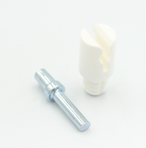 Samlebeslag "click-on", metal/hvid plastik (sæt)