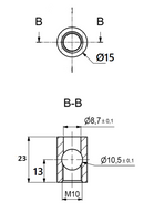 Samlebeslag M10 - Hus Ø15x23 mm + penol 12 mm, elgalvaniseret (sæt)