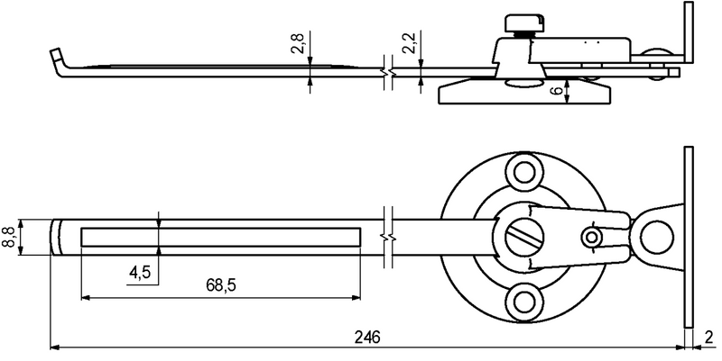 Klapholder 250 mm m/stop og vinkel, hvid/metal