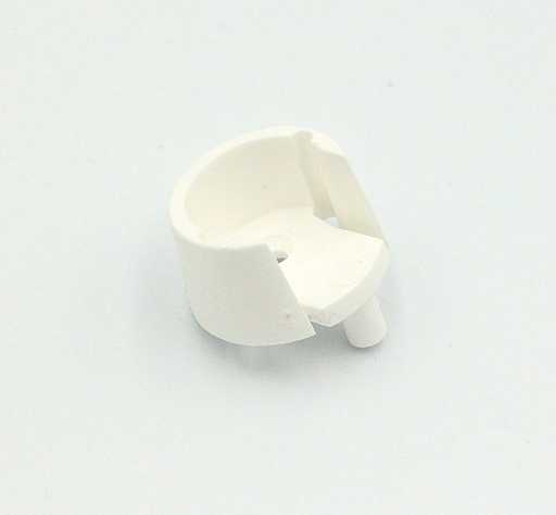 Bøjlestangsholder t/Ø18 mm stang - m/1 tap, hvid plastik (1 stk)