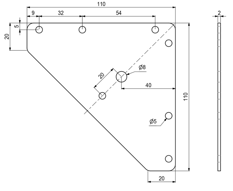 Møbelben Ø40x120 mm m/plade til montering, sortmalet metal