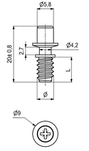 Bolt til hyldebærer Ø6x20 mm, elgalvaniseret