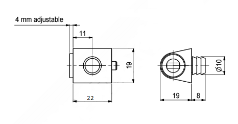 Magnet (3-4 kg) m/Ø10 mm dyvle incl. sømblik, brun plastik