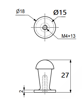 Metalknop Ø18x27 mm, rustfri