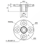 Møbelbensbeslag M8xØ38x3,5 mm, elgalvaniseret