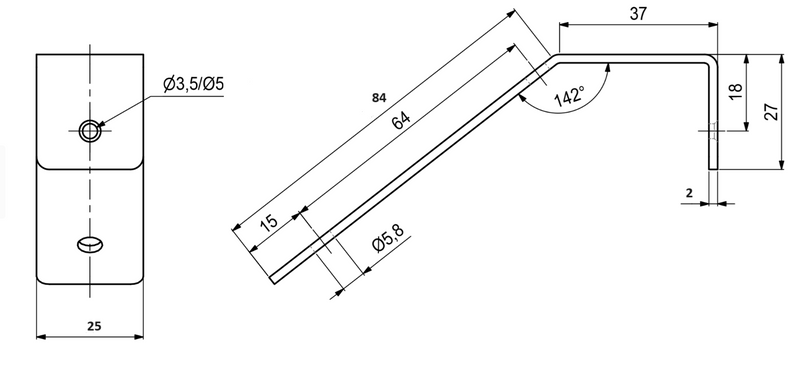 Stigebeslag 84x25 mm til rutsjebane, elgalvaniseret