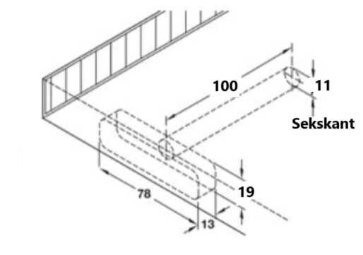Skjult hyldebærer 11x100 mm m/bagplade t/svævehylde, elgalvaniseret