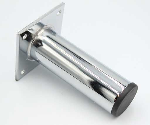 Møbelben Ø35x100 mm med plade 60x60 mm, blank metal