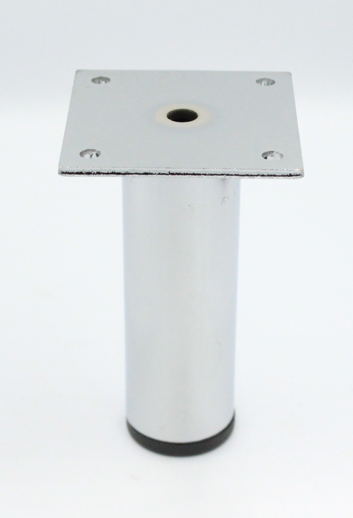 Møbelben Ø35x100 mm med plade 60x60 mm, blank metal