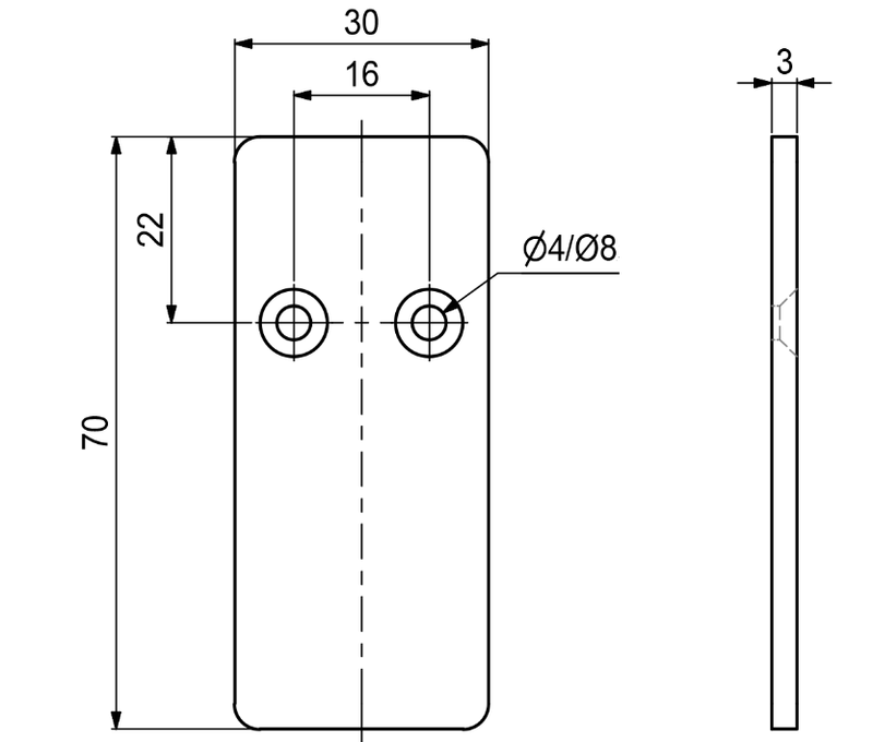 Ligejern 70x30 mm, elgalvaniseret