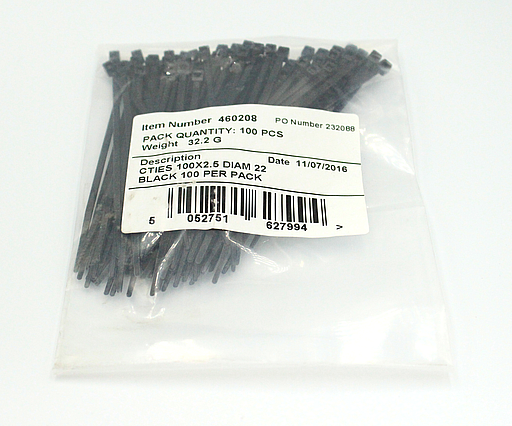 Strips 100 mm, sort plastik (100 stk)