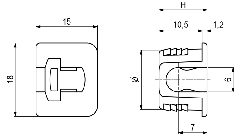 Hyldebærer Ø15x11,7 mm, transparent plastik (1 stk)