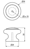 Træknop Ø39x30 mm, fyrretræ hvidmalet