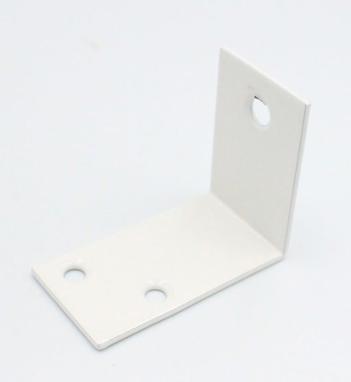 Vinkel 55x30x45 mm med 3 huller, hvidmalet metal