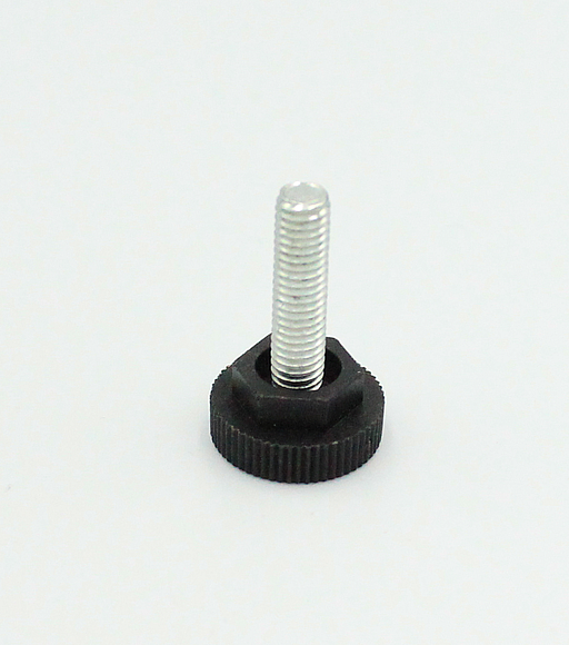 Stillefod m/fast fod M6x21 mm med sekskant, sort plastik