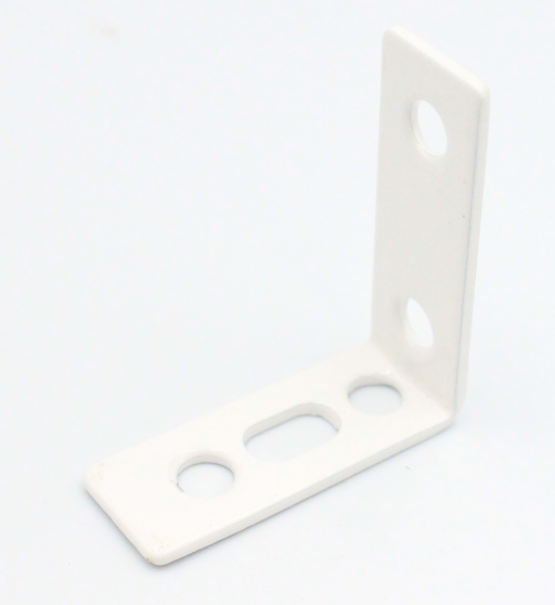 Vinkel 46x43x17x2 mm med 5 huller, hvidmalet