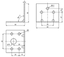 Vinkel 50x60x50 mm med 8 huller, hvidmalet metal