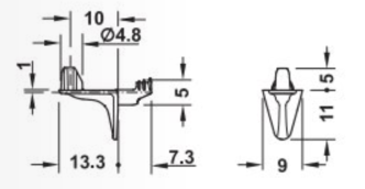 Hyldebærer vinkel med 2xØ5 mm tappe, elgalvaniseret (10 stk)