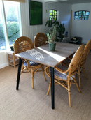 EKSKLUSIVT bordben Ø57x715 mm skåret i smig i top, sortmalet egetræ