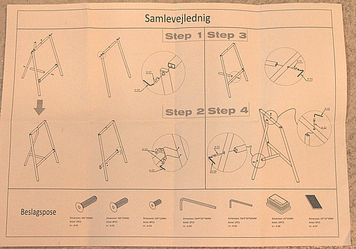 Bordstel 390x700 mm, sort pulverlakeret stål (sæt)