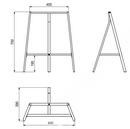 Bordstel 390x700 mm, sort pulverlakeret stål (sæt)