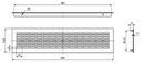 Udluftningsrist 500x102 mm, messingfarvet aluminium