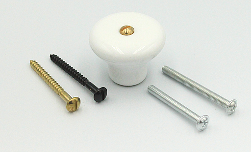 Porcelænsknop Ø36x28 mm med gennemgående hul, hvid
