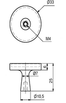 Messingknop med hvid top Ø33x25 mm, børstet